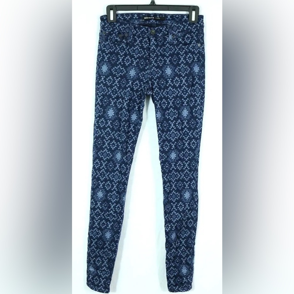 Big Star Women's Skinny Jeans in Navy Aztec Print